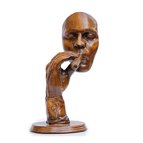 Msuiiixcccc Retro Meditators Abstract Sculpture Man Smoking Creative Face Statue Character Resin Figurine Artwork Home Decorations (Color : Height 37cm)