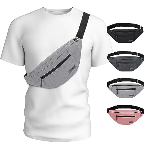 Image of MAXTOP Large Crossbody Fanny Pack with 4-Zipper Pockets,Gifts for Enjoy Sports Festival Workout Traveling Running Casual Hands-Free Wallets Waist Pack Phone Bag Carrying All Phones