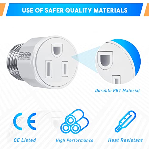 E26/ E27 3 Prong Light Bulb Socket Adapter, Polarized Light Socket Outlet, Light Socket To Plug Adapter Socket Converter, Light Bulb Plug Adapter For Patio, Garage, Porch(1 Pack) #TOP2