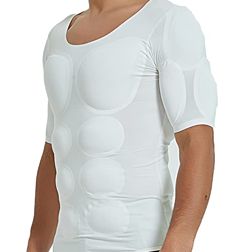 Image of Men Fake Muscle T-Shirt Deltoid Biceps Triceps Shoulder Pads Elastic Padded Underwear