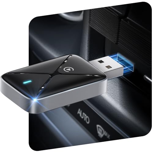 AIZEO CarPlay Wireless Adapter, Mini Wireless CarPlay Adapter Konvertieren Sie Wired Carplay in Wireless, Schnelle Verbindung & Keine Verzögerung, mit USB & Type-C, Kompatibel mit Apple iPhone iOS 10+