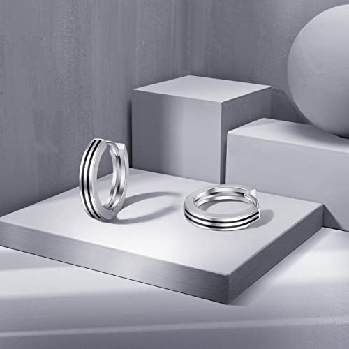 Immobird Hoop Earrings Men 925 Sterling Silver Ear Pins Minimalistic Black Stripe Men Hoop Earrings for Father Boyfriend or Brother4