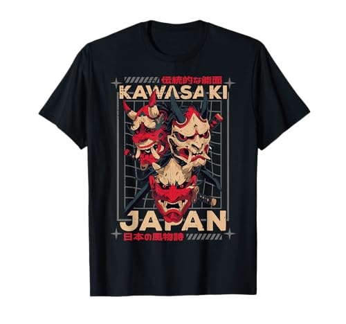 Kawasaki City Noh-Masks Retro Japón Kawasaki Camiseta