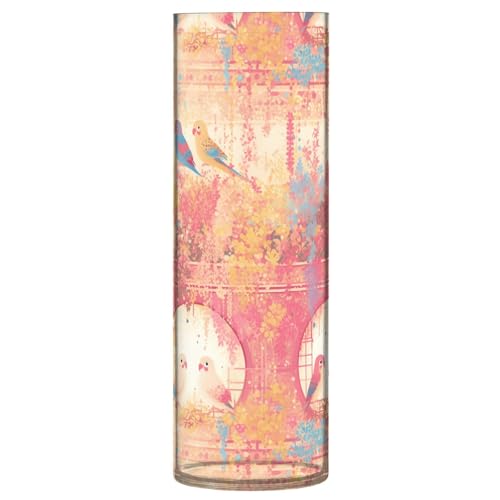 Vase à fleurs plastique rose design dégradé doré hauteur 30cm pour maison - 2