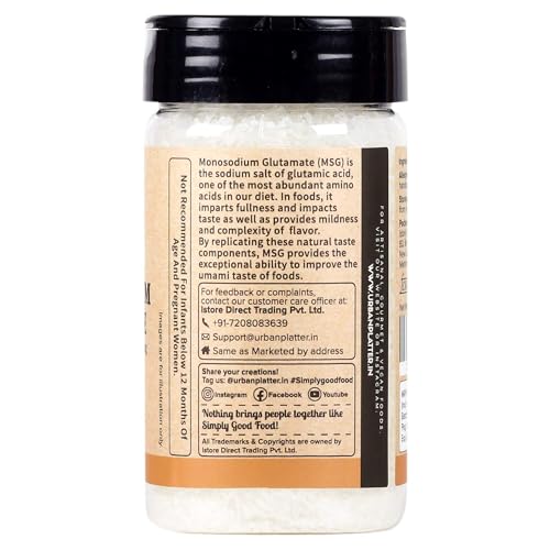 Image of Urban Platter Monosodium Glutamate (MSG) Shaker Jar, 170g / 5.3oz [Aji-no-Moto Umami Seasoning, Taste Enhancer, Great for Asian Cuisine | Make Street Style Indo-Chineese Food at Home]