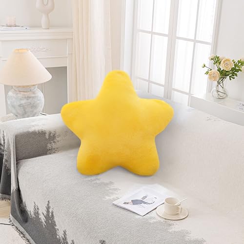 bechoanigel Cojín Infantil de Peluche, Diseño de Estrella, Estético, 30 x 30 cm, Cojín para Sofá, Decorativo para Niñas y Niños, Dormitorio, Coche, Salón, Sofá, Cama, Regalo (Amarillo)