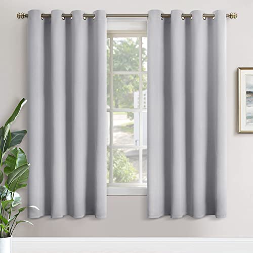 Image of YoungsTex 72 Inch Length Blackout Curtains for Living Room - Light Grey Thermal Insulated Drapes with Grommet for Bedroom Dining Room Darkening, 2 Panels, 52 x 72 Inch