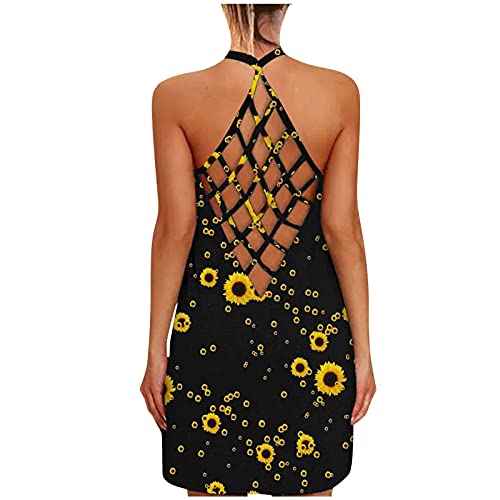 Blouse sans manches tournesol col rond idéale pour vos vacances au soleil et sorties plage