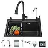 Tarjas Para Cocina Acero Inoxidable 55 * 45 * 21 CM Regadera Fregadero de Negro Cocina Integral con Completa Fregadero...