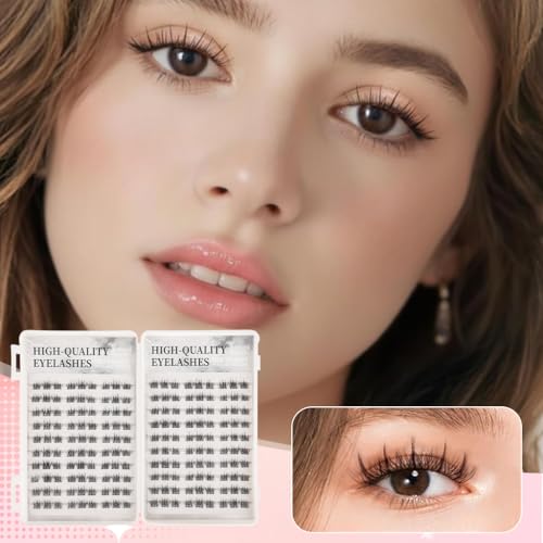 Image of MAYCREATE 180pcs Self Adhesive Eyelashes Fake Eye Lashes for Women, Natural Lash Clusters Eyelash Extensions Invisible Band Individual Lashes C-Curly DIY Lash Extension Kit