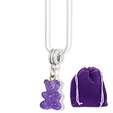 Dave The Bunny Gummy Bears Necklace Pendant Jewelry Jewlry Gifts Gummi Gummy Candy Themed Charm Accessories Stuff Gift for s Men Women Teacher Student (Purple)