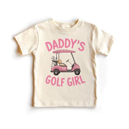 Daddy's Golf Girl Toddler Shirt - Father Daughter Pink Golfing Cart T-Shirt - Daddy And Me Father's Day Tees - Girls Boho Natural Kids & Youth Shirts