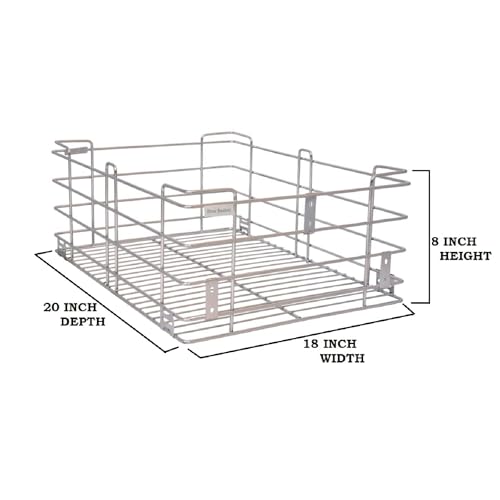 Image of BLOO BASKET 202 modular kitchen accessories cabinet, 6-Piece Utensil Organizer, Stainless Steel, Silver (18 Inch Width * 20 Inch Depth, WITH CHANNEL)