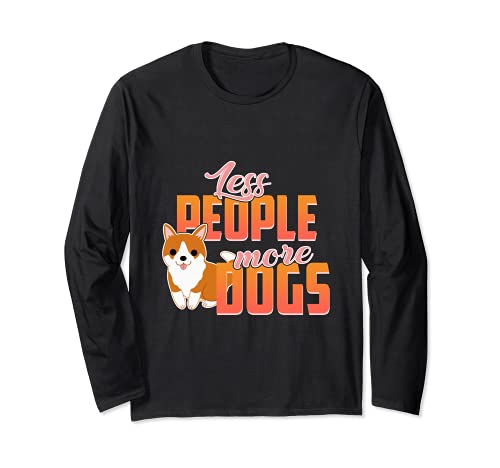 Less People More Dogs Pet Puppy Paws Dog Breed Bone Dogs Paw Long Sleeve T-Shirt, Black