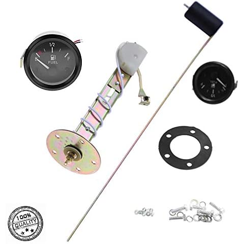 Zreneyfex 12V Universal 2" 52mm Car Fuel Level Gauge Meter w/Fuel Sensor E-1/2-F Pointer Universal Fuel Gauge for Car Cover