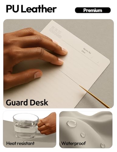 Image of YSAGi Leather Desk Pad Protector, Office Desk Mat, Large Mouse Pad, Non-Slip PU Leather Desk Blotter, Laptop Desk Pad, Waterproof Desk Writing Pad for Office and Home (Olive Beige, 23.6 inch x 13.8 inch)