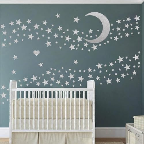 Vinilos adhesivos estrellas y luna plateados 11x11 pulgadas miniatura 1