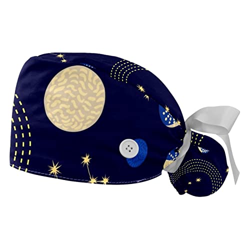 Chapeaux bouffants JDEZ en lot de 2 avec motif planètes et casquettes de travail