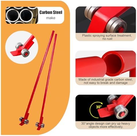 Heavy Duty Pry Lever Bar with Wheels & Non-Slip Gloves - 1.5T/3300lb Industrial Lifting Tool for Easy Handling & Transport, Pry Bar Load Capacity 3/5T Available