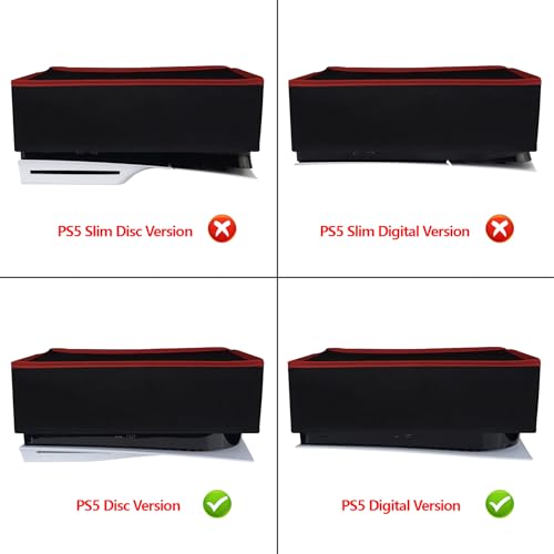 Image of PlayVital Black Nylon Horizontal Dust Cover for ps5, Soft Neat Lining Dust Guard, Anti Scratch Waterproof Cover Sleeve for ps5 Console Digital Edition & Disc Edition - Light Gray Trim