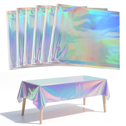 GFUEIGJ Lot de 6 Nappes de Fête, Nappe Anniversaire 137 x 274 cm, Nappe Plastique pour Fête à Bière, Anniversaire d'enfant, Mariage, Décoration de Table