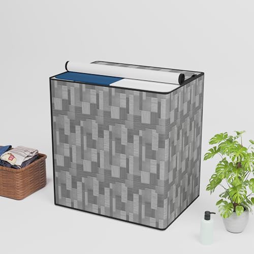 Image of Kuber Industries PVC Washing Machine Cover Semi Automatic | Semi Automatic Washing Machine Cover - Ideal for 6 kg, 6.5 kg, 7 kg | New Check Design - Grey