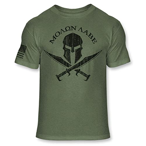 Molon Labe Spartan Helmet Cross Swords T-Shirt - USA Spartan Warrior Shirt - Soft Blend T - A215 Multicolor