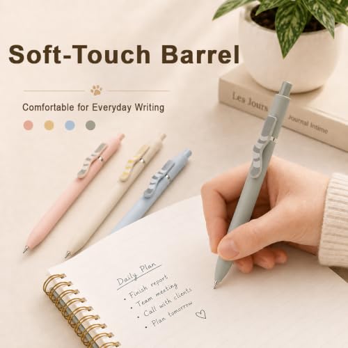 VICO Cat Pens, 4 Pcs Cute Kawaii Gel Pens, 0.5mm Black Ink Fine Point Retractable Pens, Quick Dry Smooth Writing, Back to School Supplies & Cat Lover Gifts