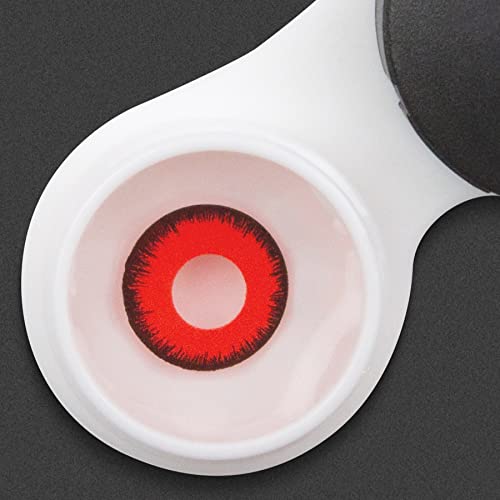 Lentilles couleur rouge noir - vampire red lunatic Pour Halloween, Shrovetide, Carnaval + étuis à lentilles de contact I 1 paire (2 pièces) I sans correction I 0,00 Dioptries MERALENS - Image 6