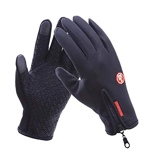 CHSHY Cyclisme Gants Finger Pleine Zipper Sports d'hiver Chaud Gants tactiles de l'écran, étanche, adapté pour l'hiver Faire du vélo, Ski, pêche d'hiver,S