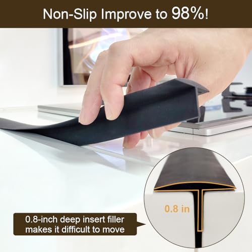 Image of Silicone Stove Counter Gap Cover 30 Inch Side Range Gap Filler 2 Pack Black