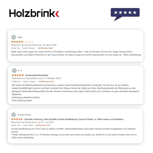 HOLZBRINK Weichsockelleiste selbstklebend PVC 32x23mm, 5 m | Küchenleiste Arbeitsplatte | Abschlussleiste selbstklebend für Badezimmer | Farbe: Schwarz