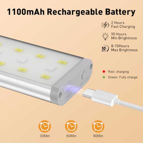 Hontafe Under Cabinet Lighting Wireless,58 LED Motion Sensor Light Indoor Night Lights with Remote,Rechargeable RGB Under Cabinet Lights Bar,Dimmable Under Counter Lighting for Kitchen,Shelf(3Pack) - image 6