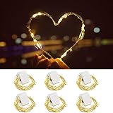6 Pack Fairy Lights Battery Operated, 7ft 20 Led Mini String Lights, 3 Flashing Modes Warm White Mason Jars Lights, Decorate Twinkle Firefly Lights for Bottle, Flower Wedding Party Bedroom Indoor.