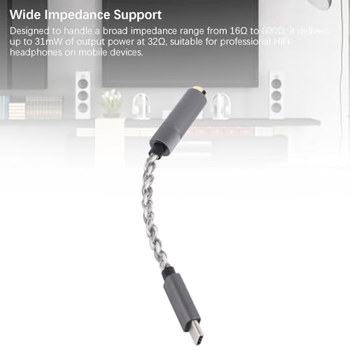 Adaptateur Type C vers 4.4 mm pour casque audio DAC 32 Bits haute résolution argent
