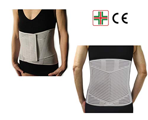 Corsetto Lombare Con Rinforzo A V -Grigio, L (87-97 Cm.)- Supporto Ortopedico Steccato, Fascia Cintura Addominale Con 6 Stecche, Tutore Per Schiena, C