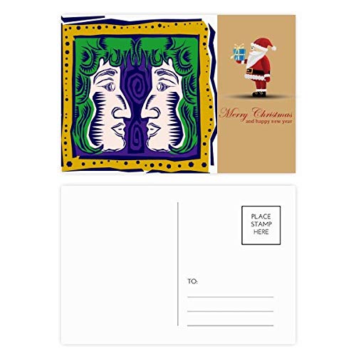 Carte postale constellation Gémeaux pour vos vœux de Noël faits main