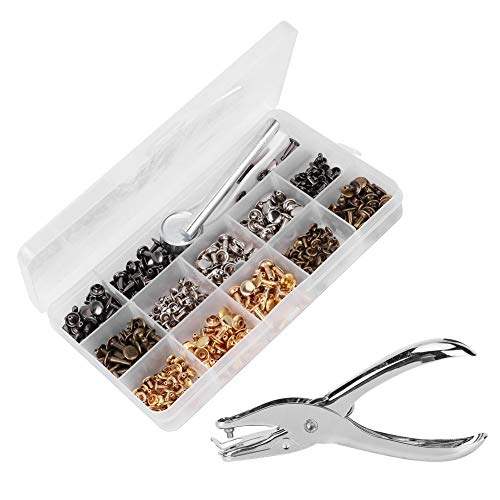 Tihebeyan Cómodo Juego de Alicates Remachadores de Doble Cara para Manualidades en Cuero, 240 Juegos