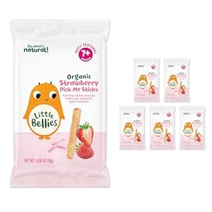 Little Bellies Organic Strawberry Pick-Me Sticks Baby Snack (Pack of 5 x 0.56 oz Individual Packs)