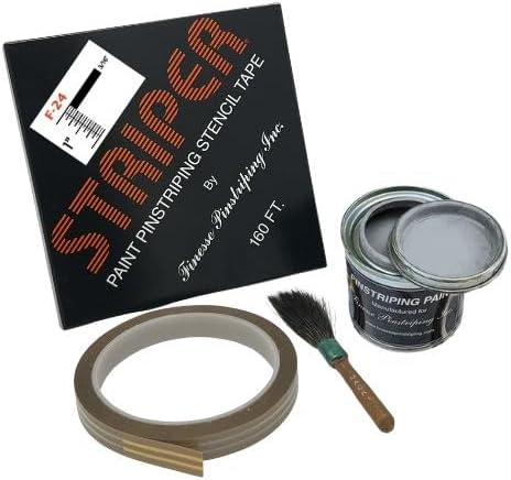 Automotive Pinstriping KIT - Stencil/Brush/Paint - Pinstripe Your Car/Truck Results: 3/16 inch Stripe (Gray, 42 Foot roll)