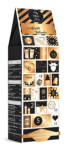 Goldener Tee-Adventskalender mit 24 Pyramidenbeuteln