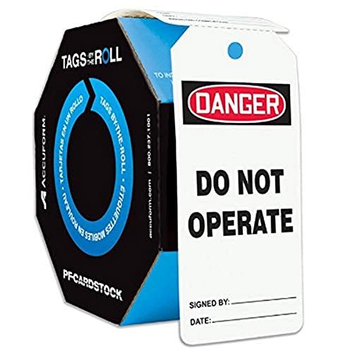 Étiquette Danger Accuform TAR121 avec message Do Not OPERATE pour consignation et volume de cuve