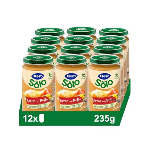 Hero Solo Tarritos Arroz y Pollo Bebé Desde 6 Meses, 12 x 235 g