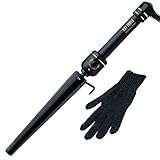 HOT TOOLS Professional Black Gold XL Tapered Curling Wand for Long Lasting Curls or Waves, 1 1/4 Inches