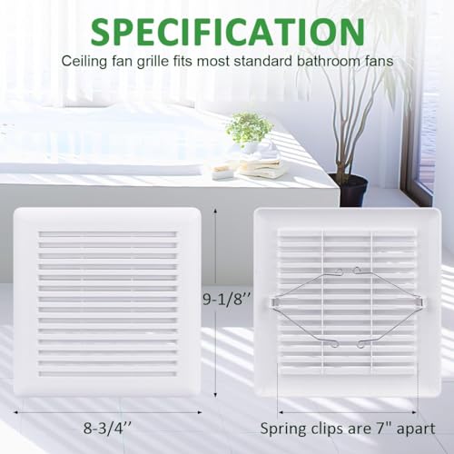 WKZO-S97017068-C350GN-Bathroom-Ceiling-Fan-Grille-with-Springs-for-Wall-Mount-Exhaust-Fan-or-Bathroom-Vent-Fan-Replace-690-693-VC305C3N-695-and-696N-Ventilation-Fan-Plastic-Grille-Cover2-Packs