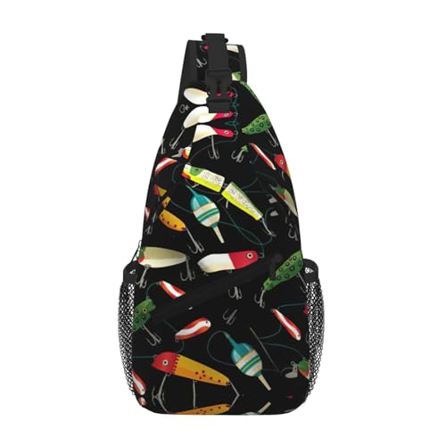 Sac à dos à bandoulière contre la fatigue dorsale, léger avec imprimé pêche pour homme