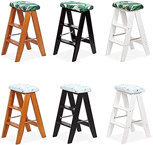 Taburete alto portátil en madera natural con asiento confortable 7
