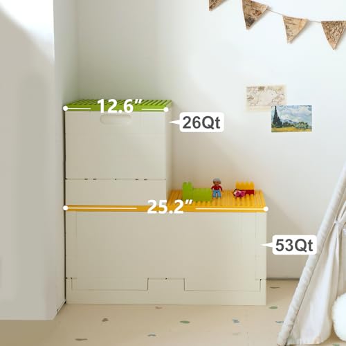 SHIMOYAMA 53 Qt. Folding Storage Box with Large Building Lid for Lego Duplo Blocks, 13 Gallon Collapsible Organizer for Lego Bricks (White) by SHIMOYAMA - Image 9