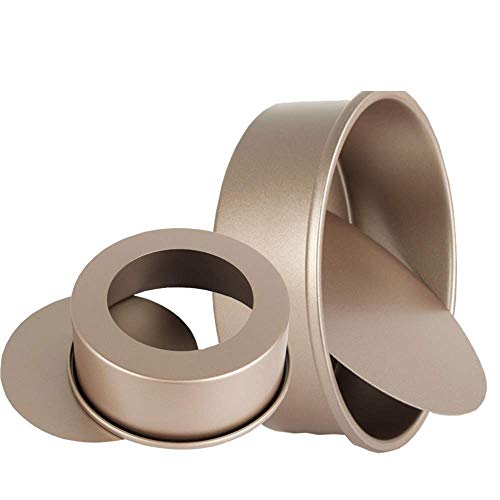 POKALI 68Carbon Steel Non-Stick Round Baking Cake Pans Set Round Angel Food Cake and Cheesecake Bakeware Pans with Removable Bottoms DIY Baking ToolsEasy to Use and Release-2PCS Gold