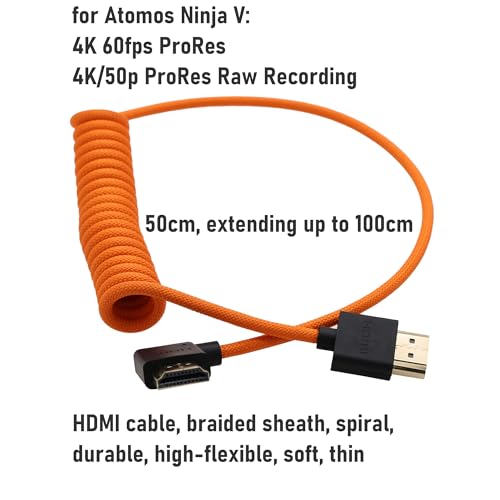 Câble HDMI 8K60 flexible et extensible de 50 cm avec connecteur coudé robuste